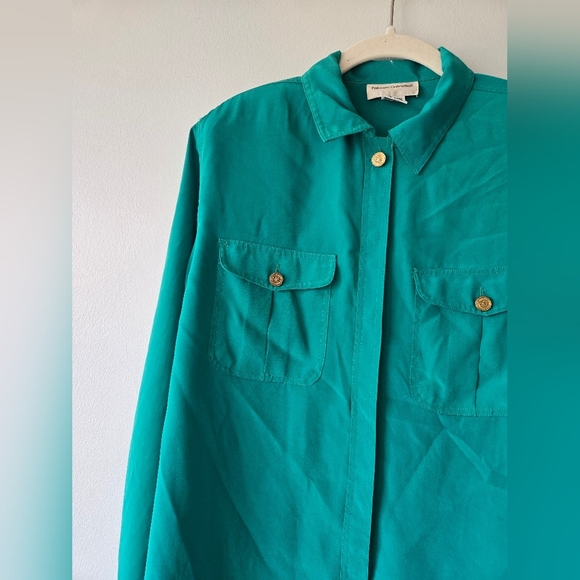 Vintage Potomac Collection green blouse 12 - Picture 3 of 6